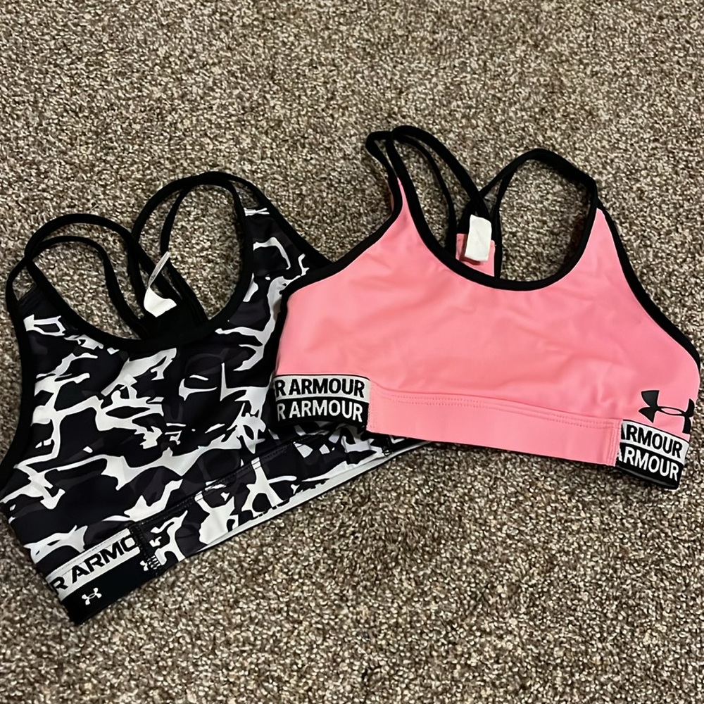 TWO Under Armour Girls Sports Bra - Size YMD